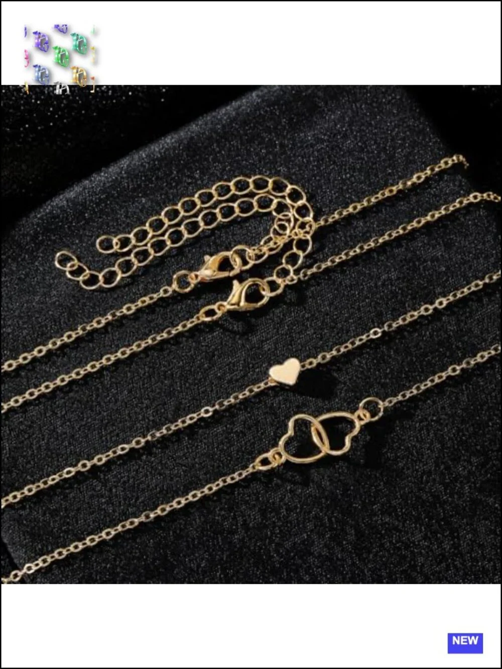 Gold Heart Pendant Necklace Set Adjustable Layered Hollow Love Chain Trendy